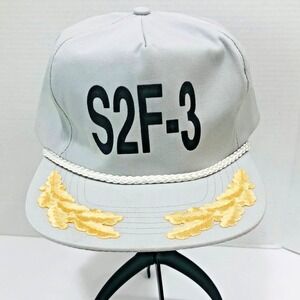 S2F-3 Tracker Trucker‎ Hat VTG Grumman Aircraft Rope Leaf Leather Sun San Hat